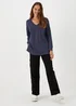 Navy V Neck Top - Small Image 1