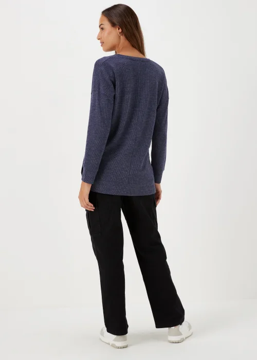 Navy V Neck Top - Small Image 2