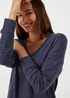 Navy V Neck Top - Small Image 3