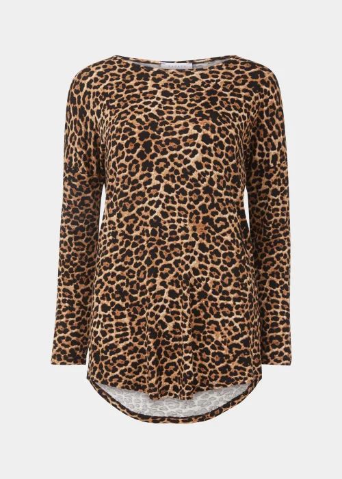 Brown Animal Print Longline Top - S Image 5