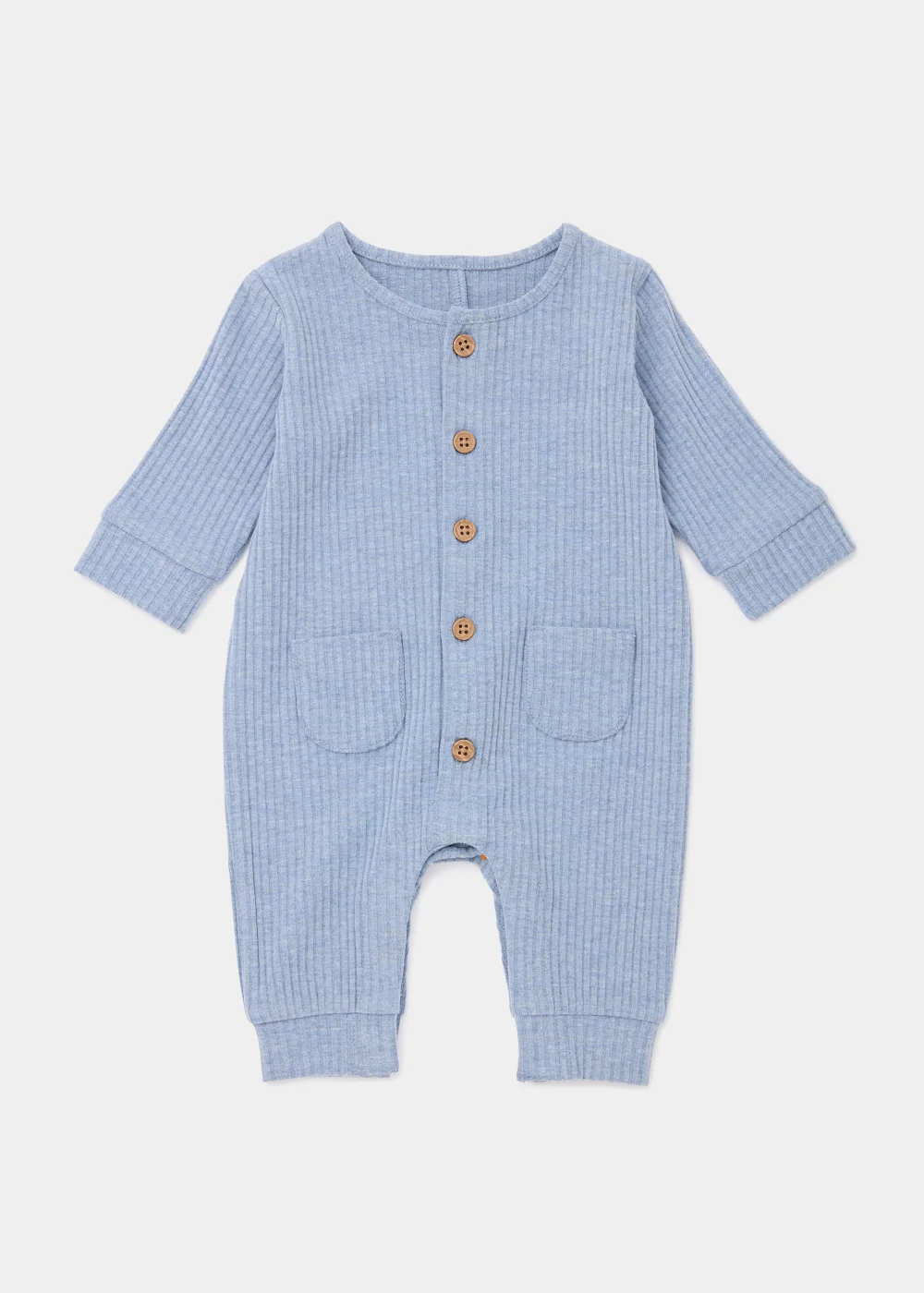 Baby Blue Ribbed Romper (Newborn-23mths) - 0-3 months Image 1