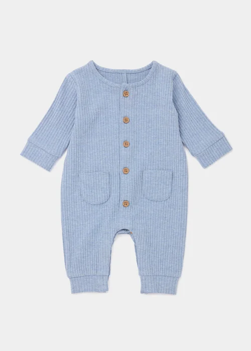 Baby Blue Ribbed Romper (Newborn-23mths) - 0-3 months Image 1