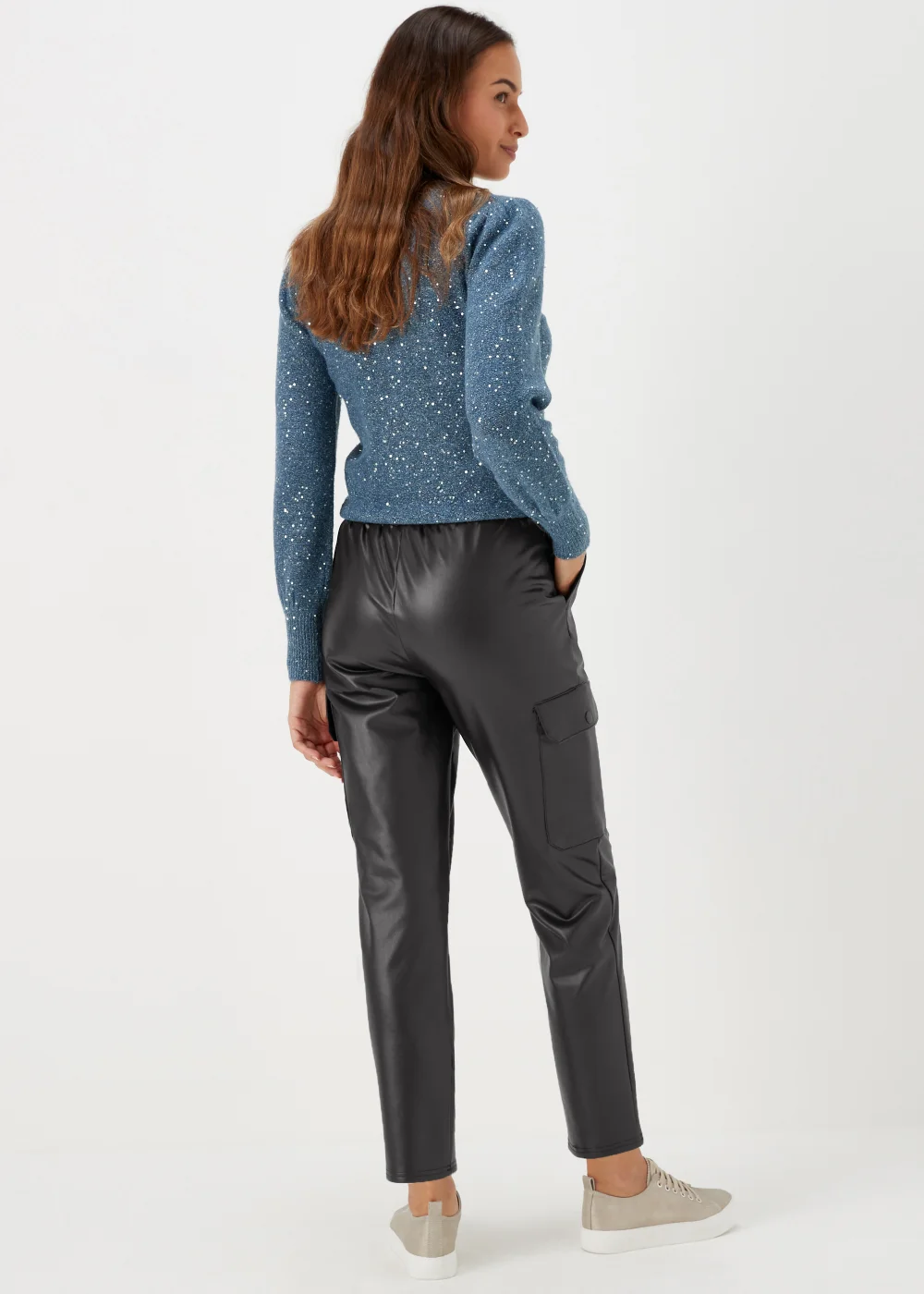 Black PU Cargo Trousers - 8 Image 2
