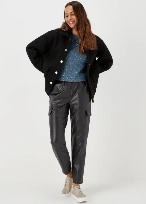 Black PU Cargo Trousers - 8 Image 4