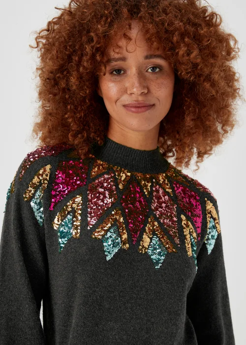 Charcoal Sequin Yoke Tunic Dress - XS Image 3