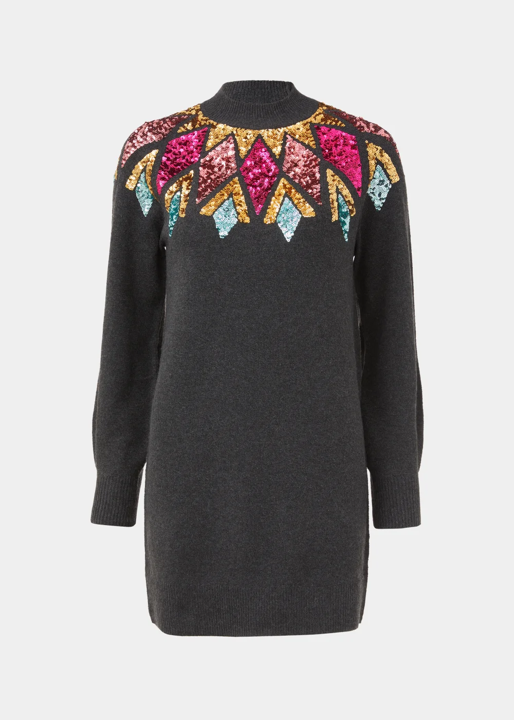 Charcoal Sequin Yoke Tunic Dress - XS Image 5