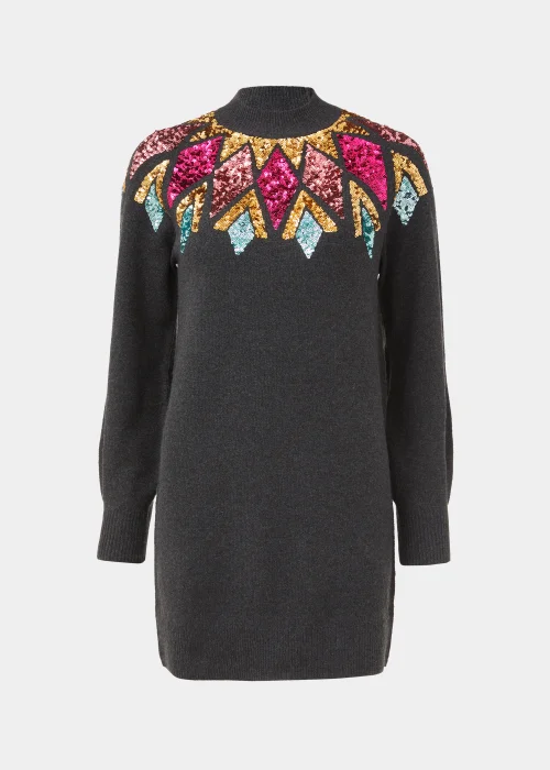 Charcoal Sequin Yoke Tunic Dress - XS Image 5
