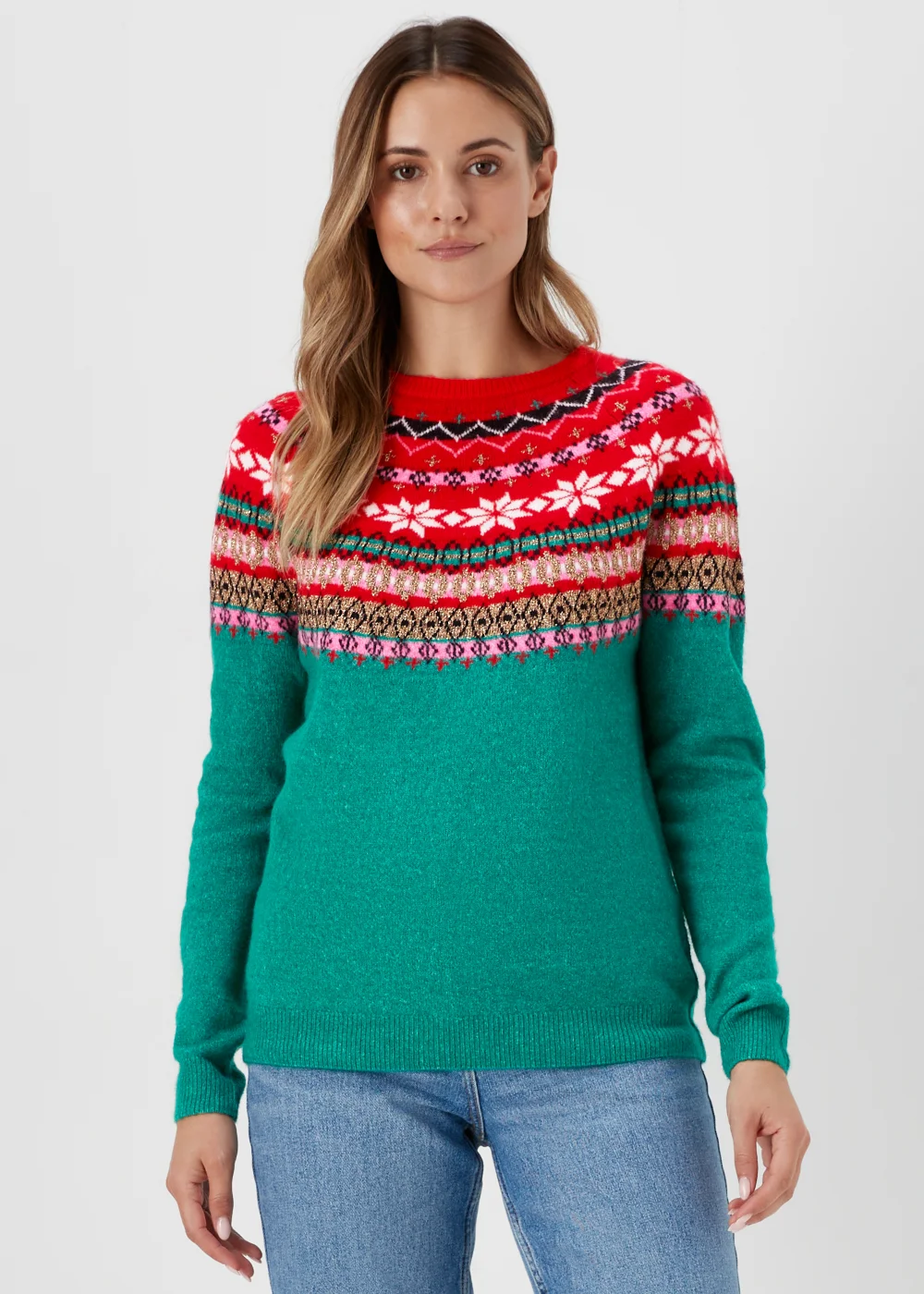 Green Christmas Fair Isle Jumper - XS Image 1
