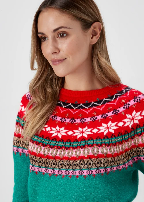 Green Christmas Fair Isle Jumper - XS Image 3