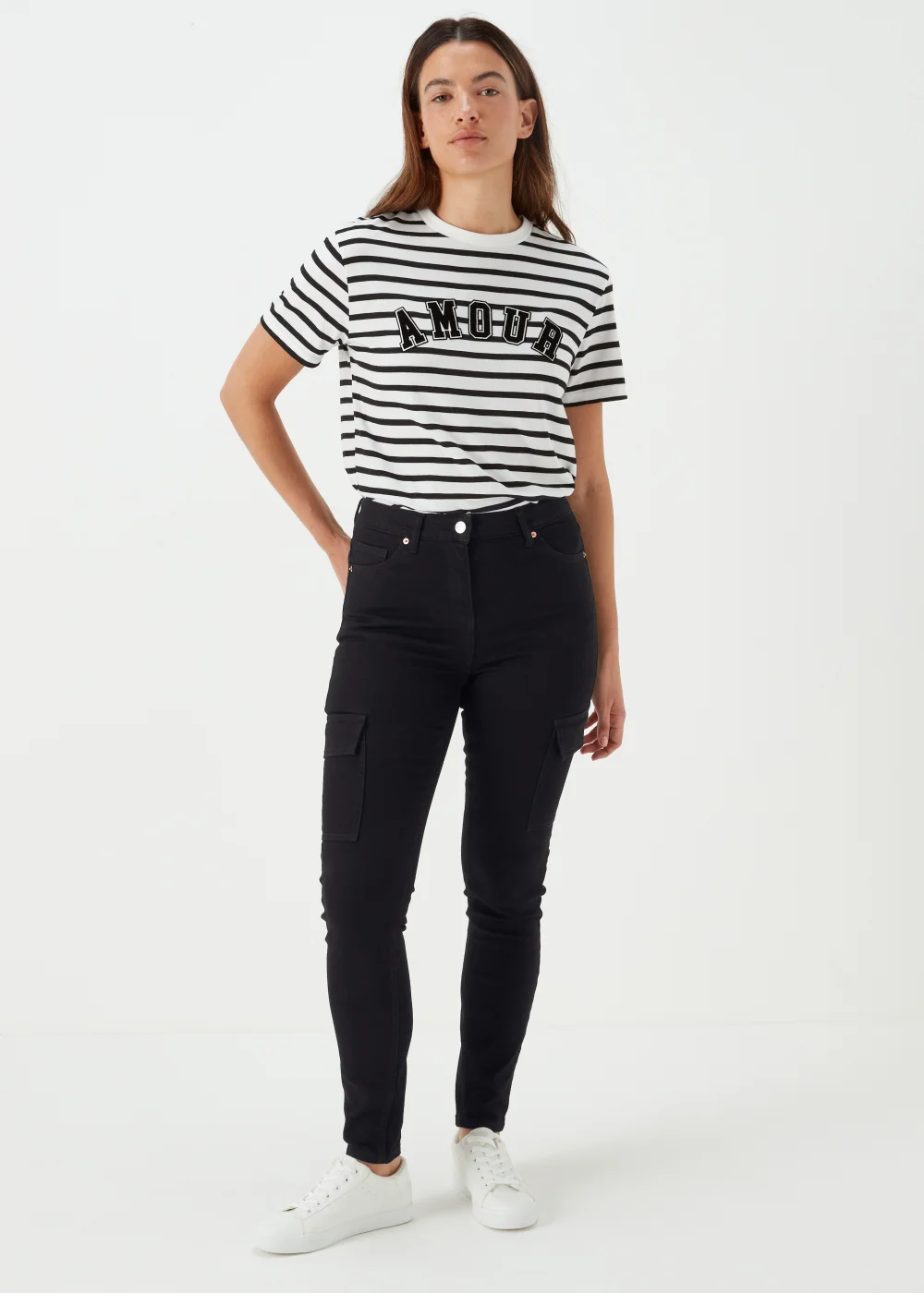 Black Cargo Skinny Jeans - 8/L29 Image 1