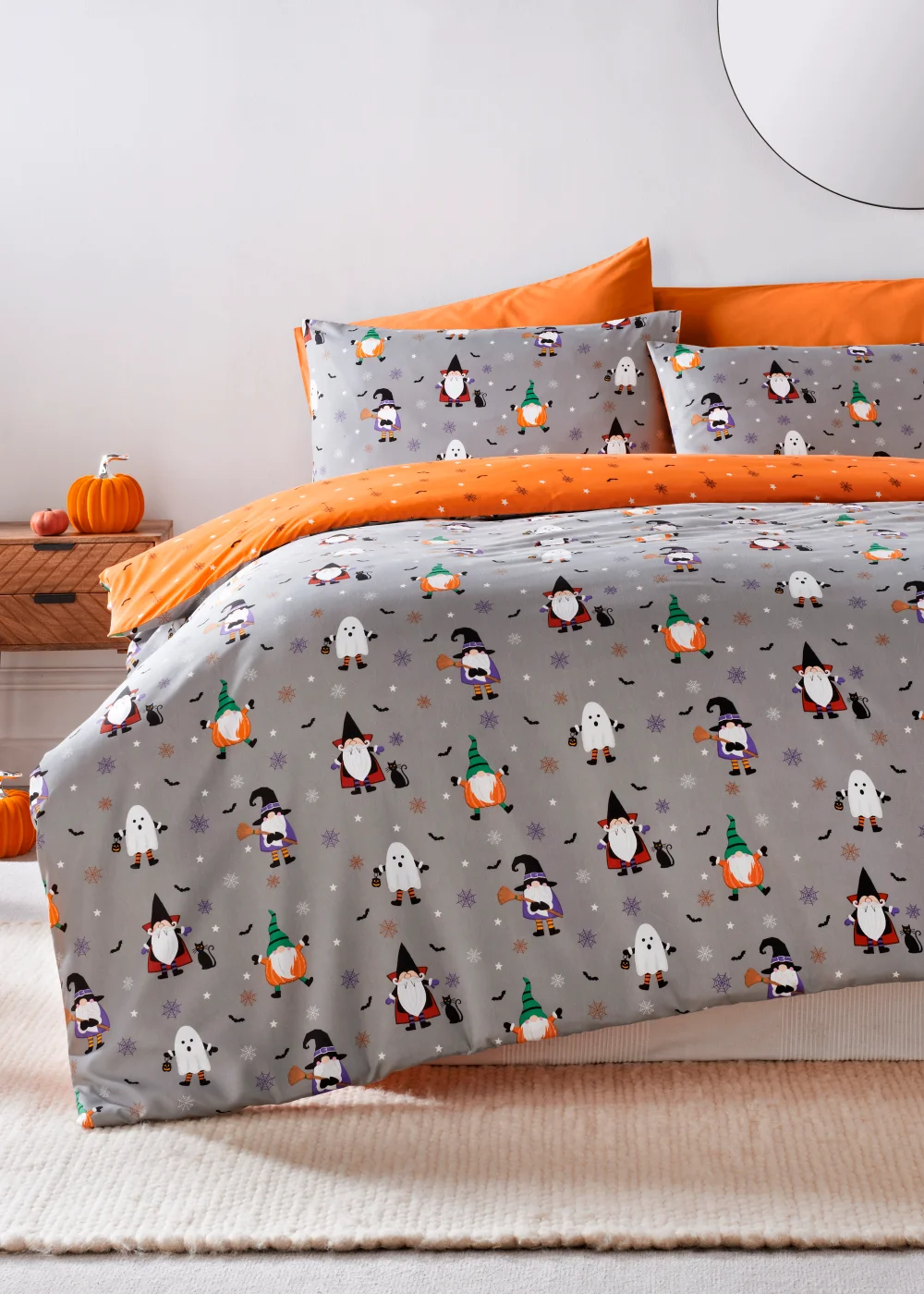 Grey Halloween Gonk Duvet Cover - Double Image 1