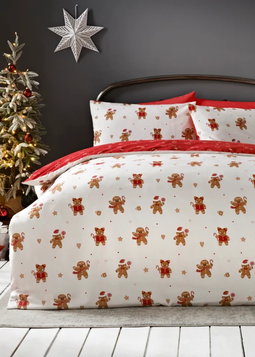 White & Red Gingerbread People Duvet Cover - Single Image 1