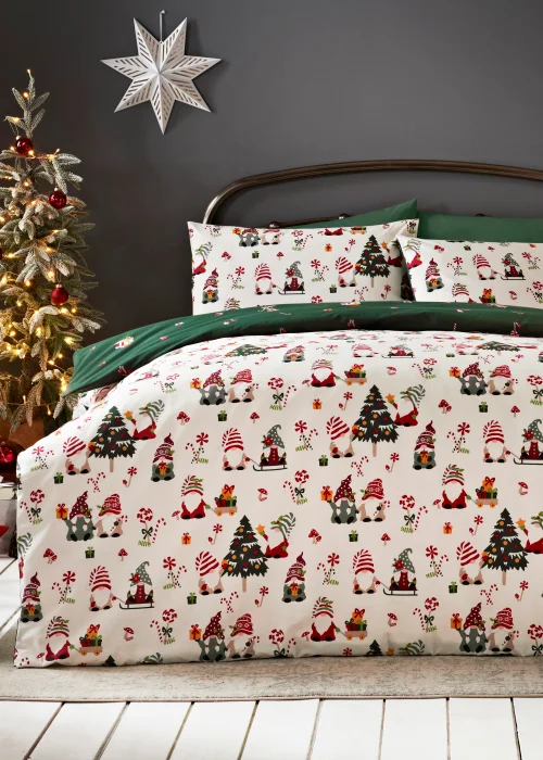 Cream Christmas Gonk Print Duvet Cover - Single Image 1