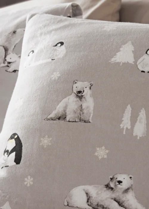Grey Arctic Animal Brushed Cotton Duvet Cover - Single Image 2