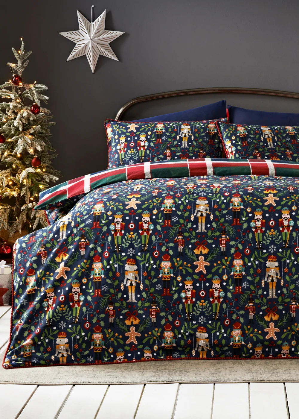 Blue Nutcracker Brushed Duvet Cover - Single Image 1