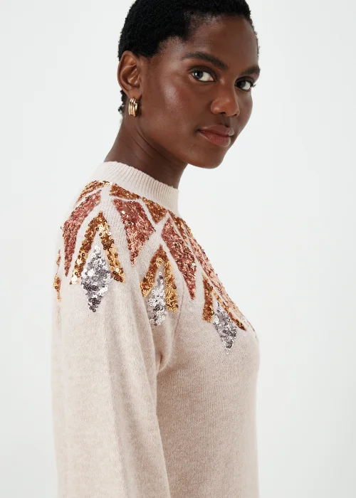 Oatmeal Sequin Yoke Tunic Dress - XS Image 3