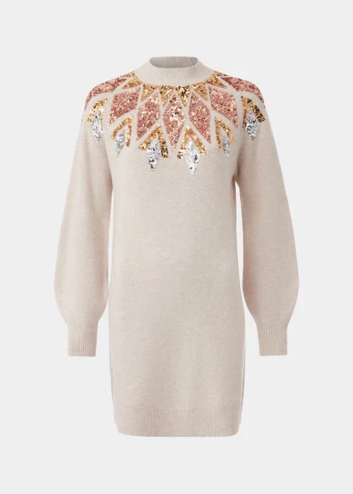 Oatmeal Sequin Yoke Tunic Dress - XS Image 5