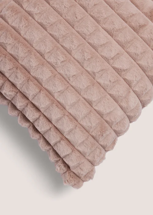 Beige Grid Faux Fur Cushion (43cm x 43cm) Image 2