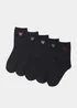 5 Pack Black Embroidered Heart Socks - One Size Image 1