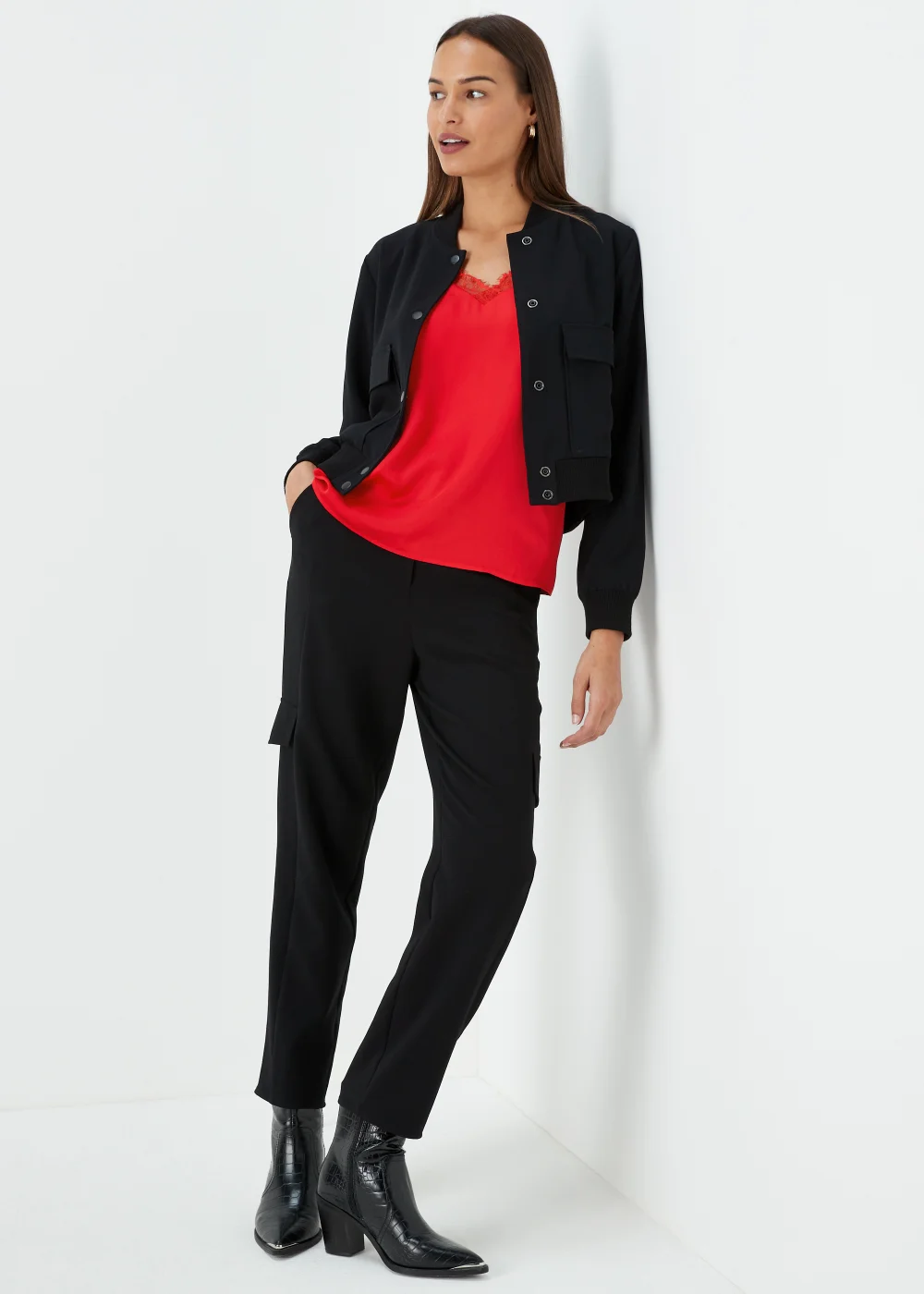 Et Vous Red Lace Trim Cami Top - Size 8 Image 4