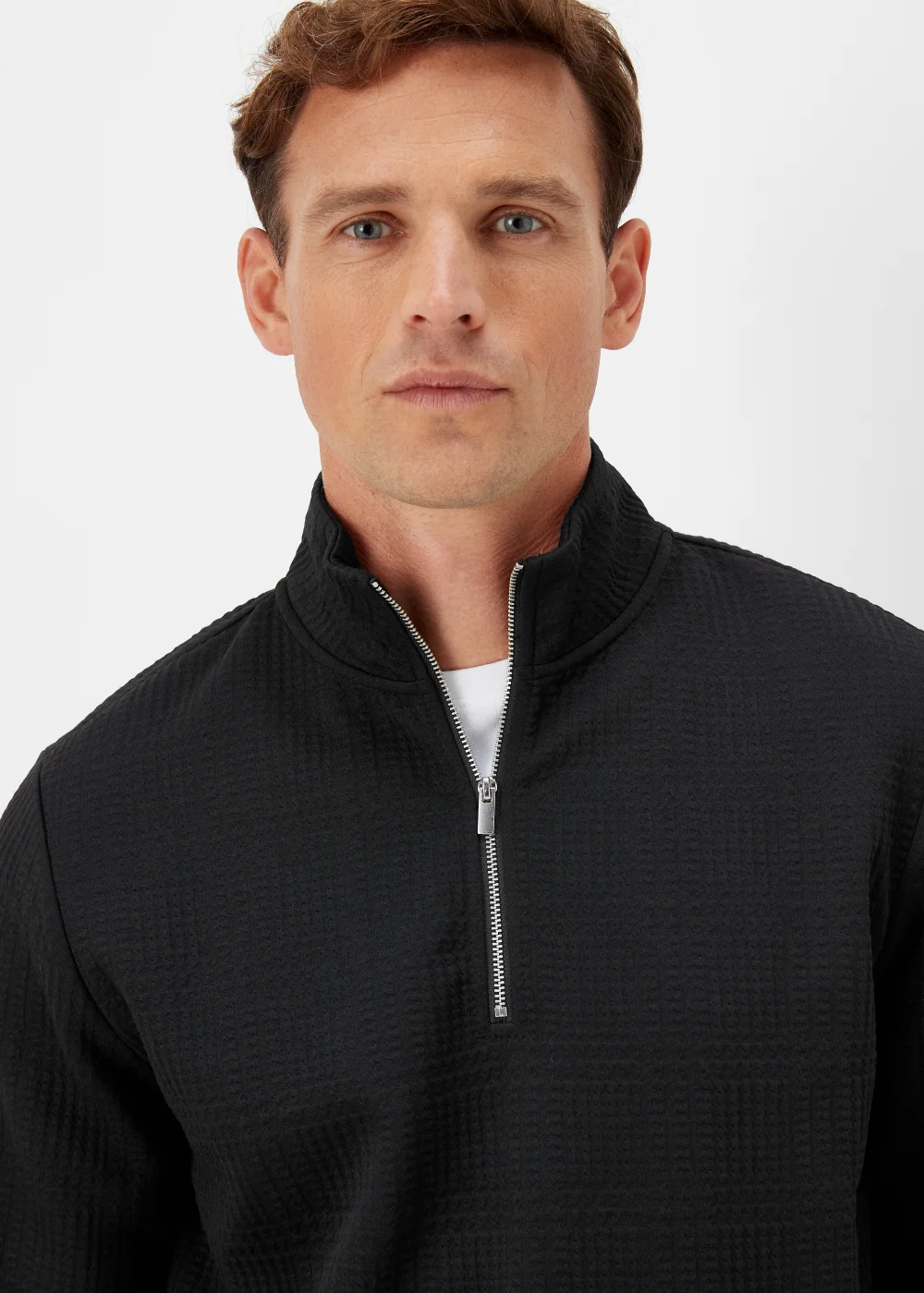 Black Textured Half Zip Sweatshirt - S Image 3