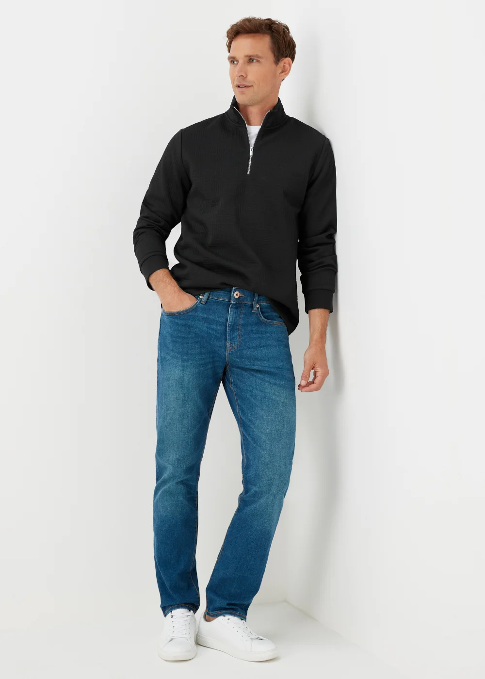 Black Textured Half Zip Sweatshirt - S Image 4