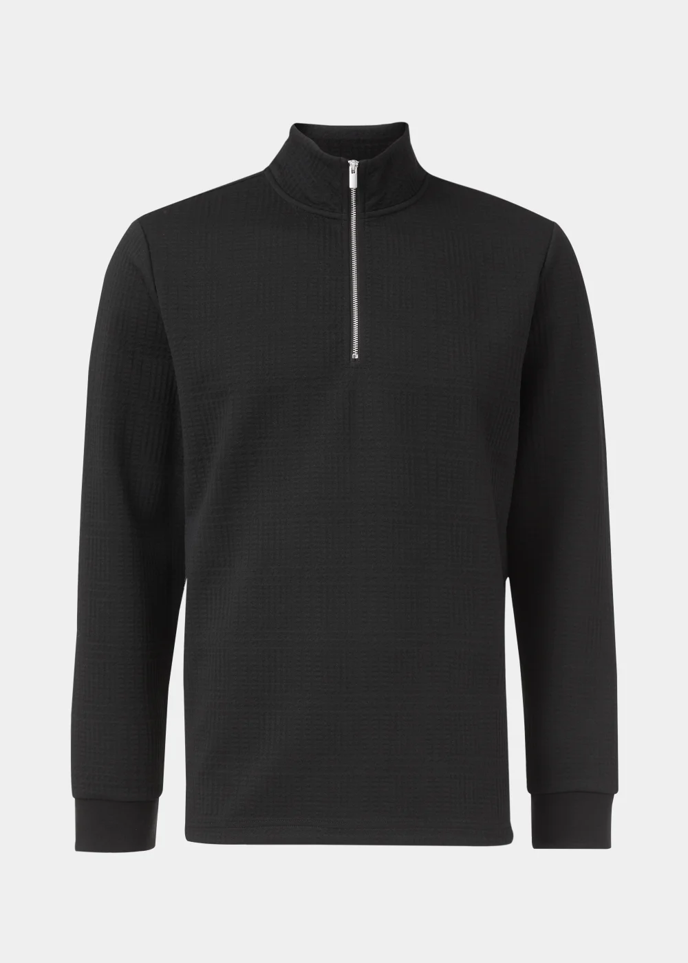 Black Textured Half Zip Sweatshirt - S Image 5