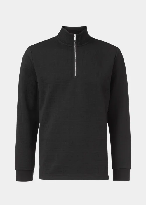 Black Textured Half Zip Sweatshirt - S Image 5