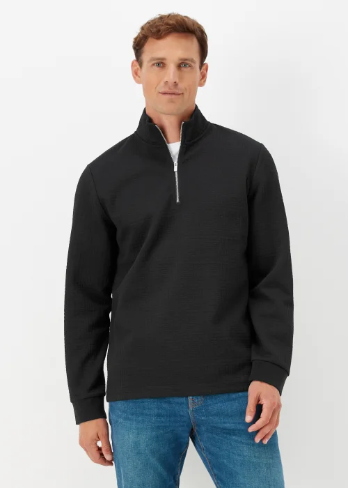 Black Textured Half Zip Sweatshirt - S Image 1