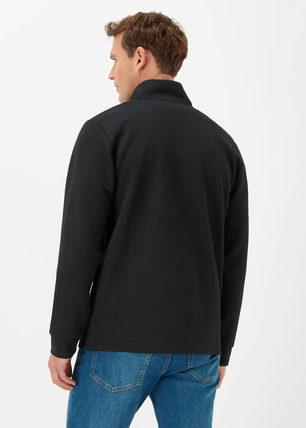 Black Textured Half Zip Sweatshirt - S Image 2