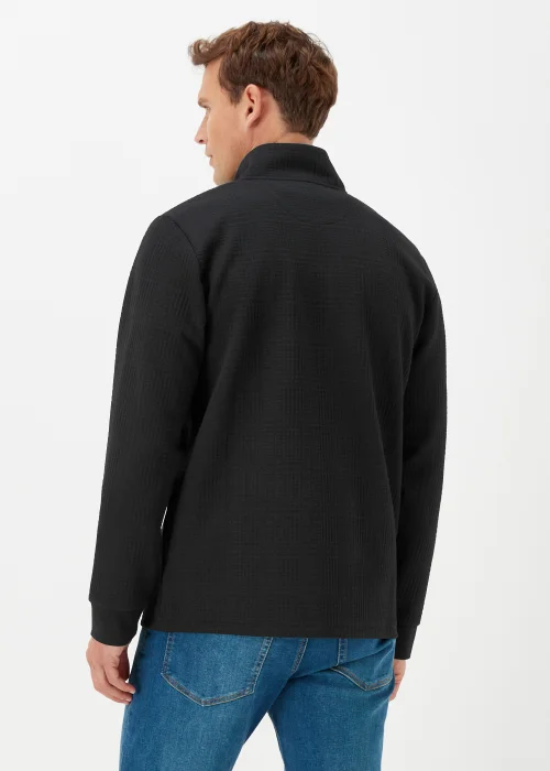 Black Textured Half Zip Sweatshirt - S Image 2