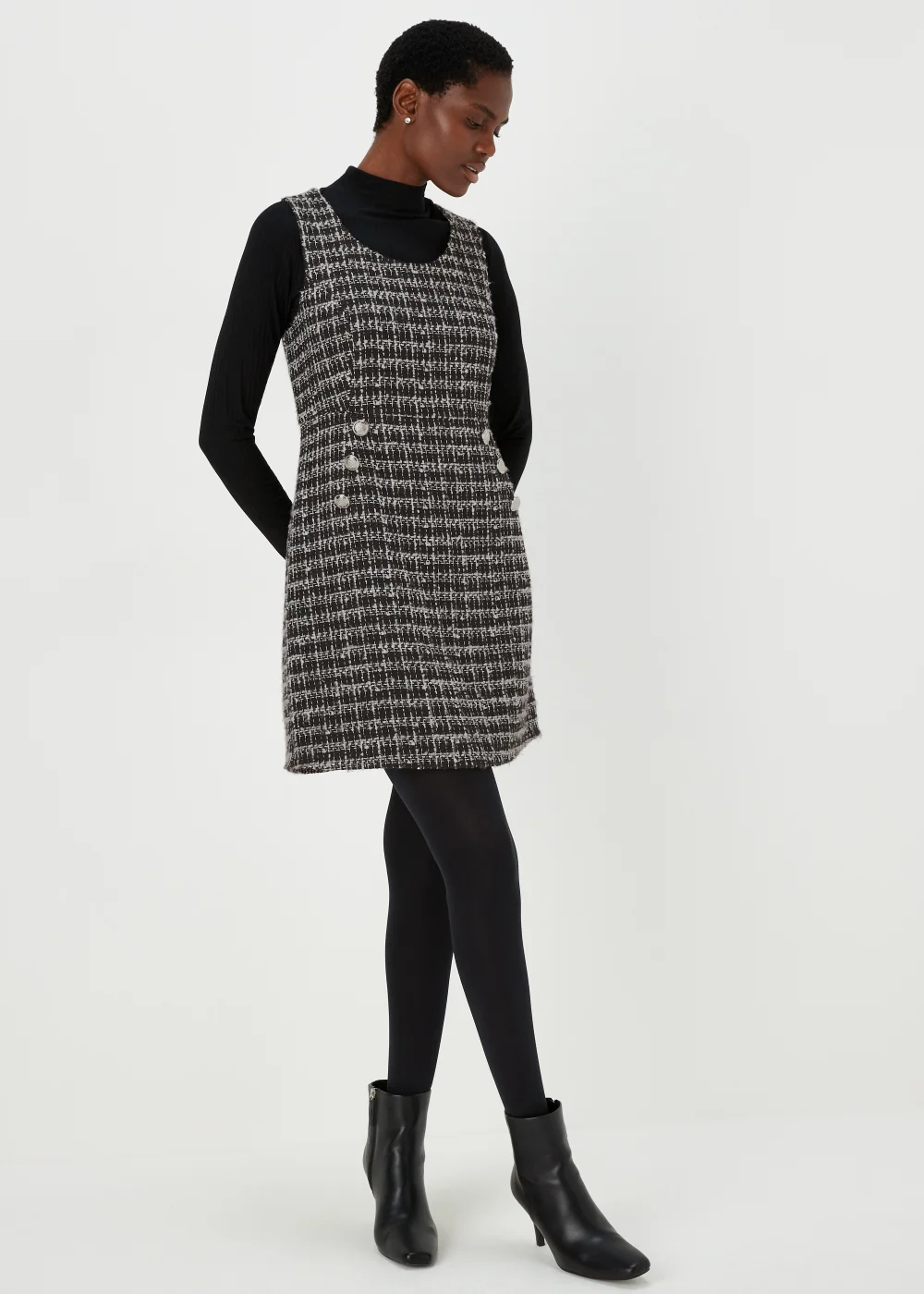 Et Vous Black Textured Tunic Slip Dress - 8 Image 4