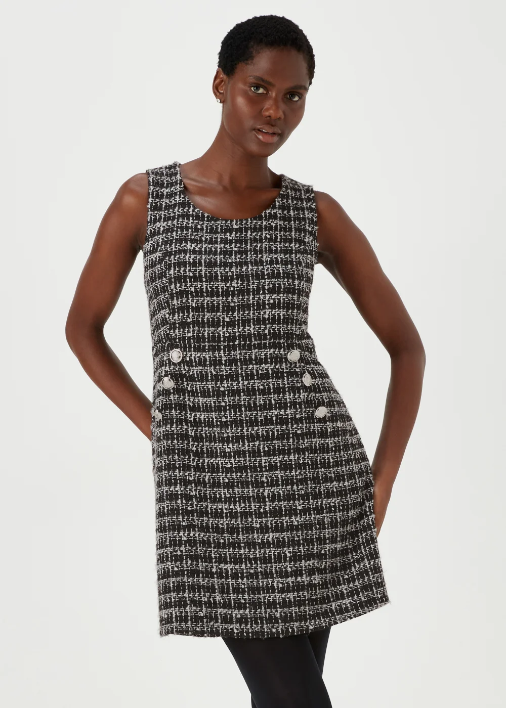 Et Vous Black Textured Tunic Slip Dress - 8 Image 1