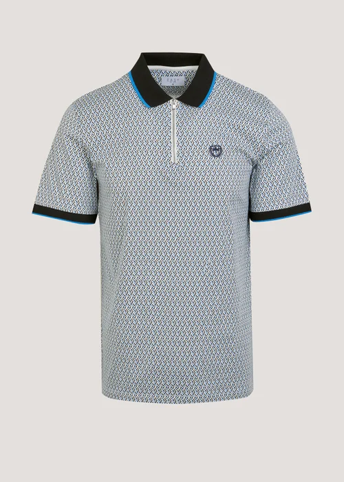 Blue & White Print Polo Shirt - S Image 5