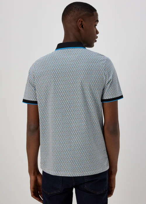 Blue & White Print Polo Shirt - S Image 2