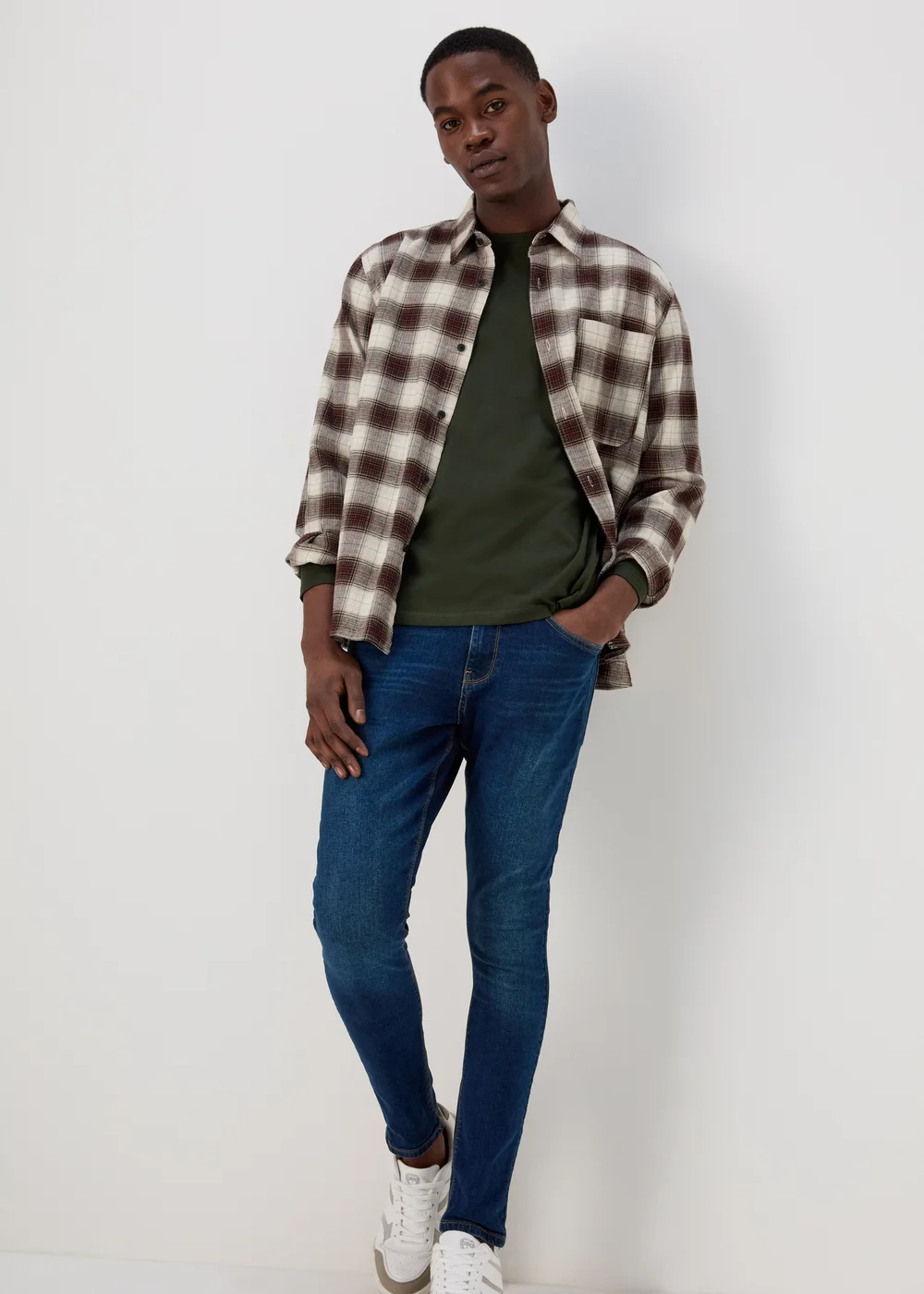 Khaki Essential Crew Neck Long Sleeve T-Shirt - Small Image 4