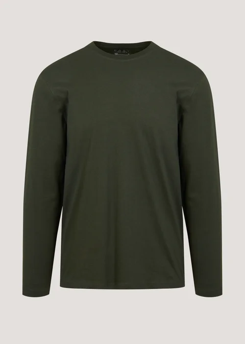 Khaki Essential Crew Neck Long Sleeve T-Shirt - Small Image 5