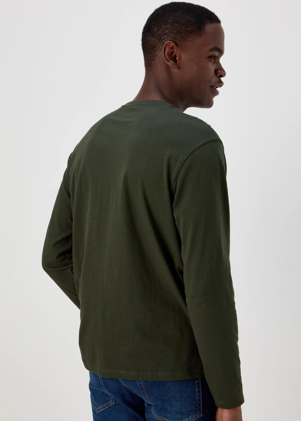 Khaki Essential Crew Neck Long Sleeve T-Shirt - Small Image 2