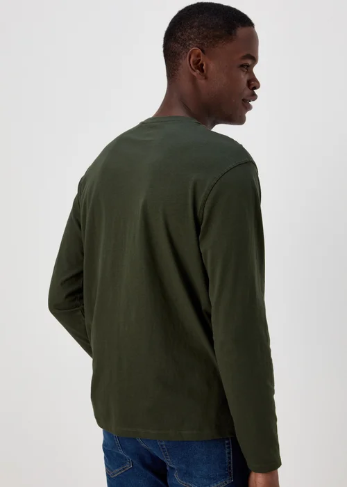 Khaki Essential Crew Neck Long Sleeve T-Shirt - Small Image 2