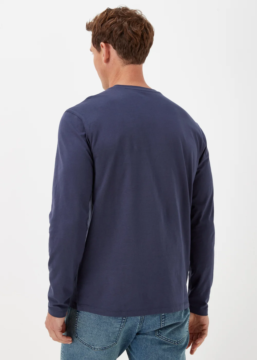 Navy Crew Neck Long Sleeve T-Shirt - Small Image 2