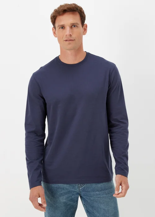 Navy Crew Neck Long Sleeve T-Shirt - Small Image 1