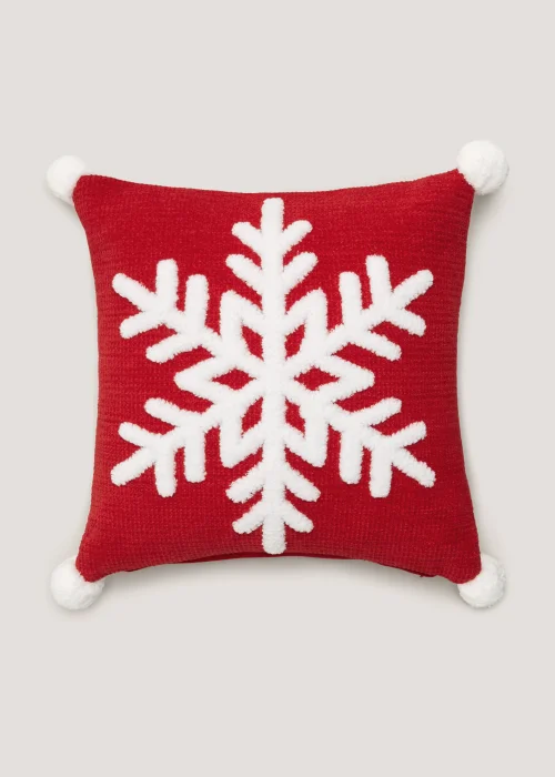 Red Tufted Snowflake Cushion (43cm x 43cm) Image 1