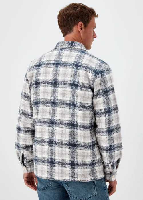 Navy Check Print Lines Smart Overshirt - S Image 2