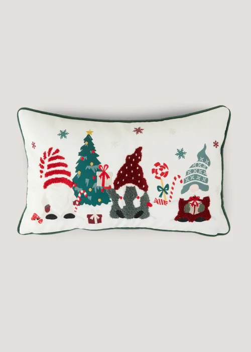 Green Embellished Gnome Cushion (30cm x 50cm) Image 1