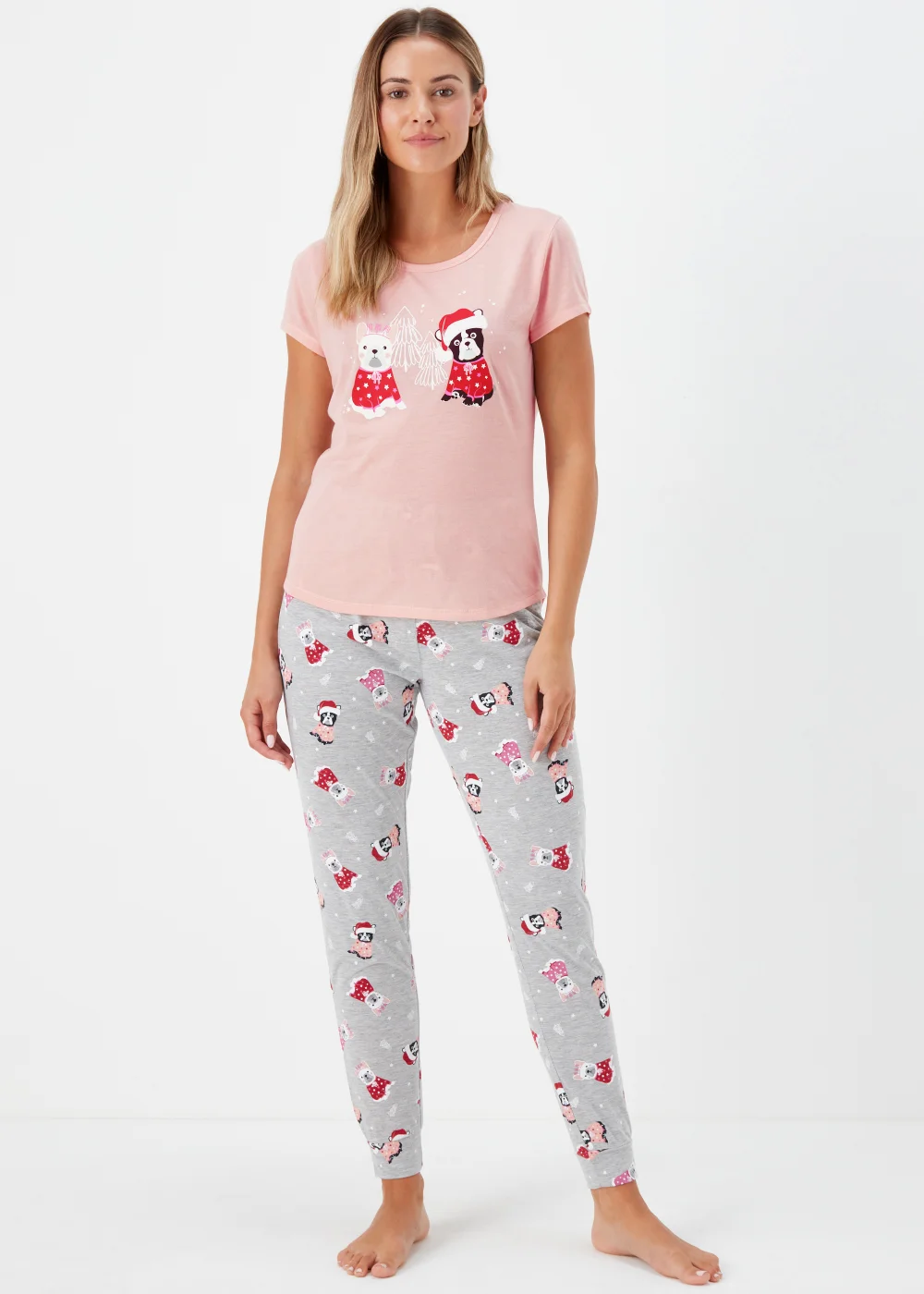 Pink Bulldog Print Jersey Pyjama Set - Extra small Image 1