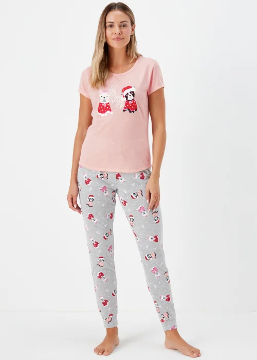Pink Bulldog Print Jersey Pyjama Set - Extra small Image 1