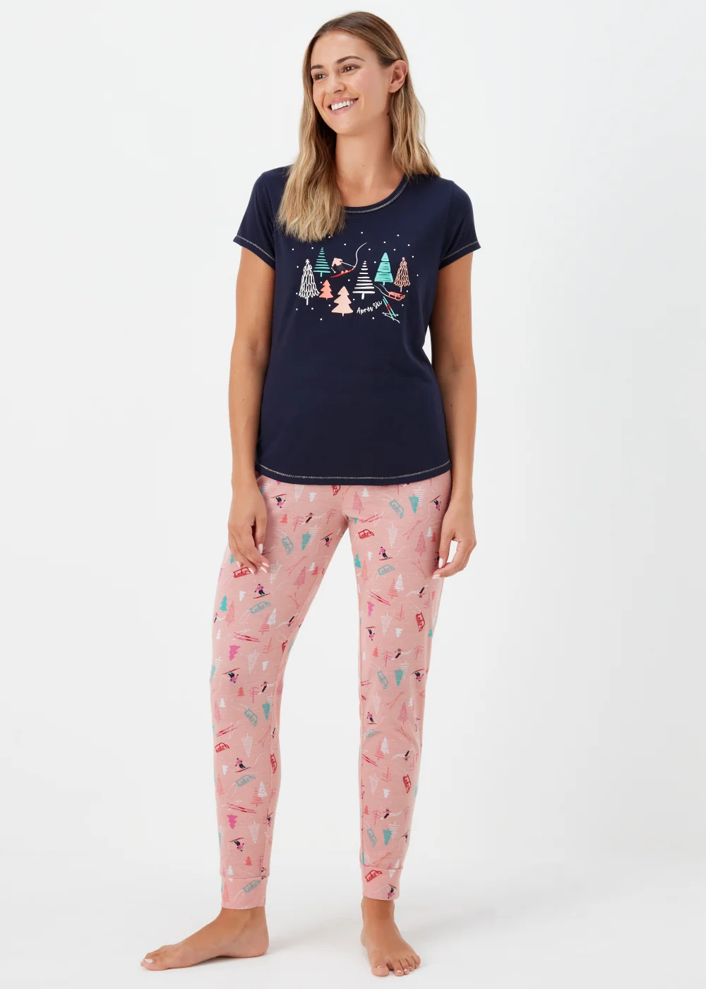 Navy Apres Ski Print Pyjama Set - Extra small Image 1