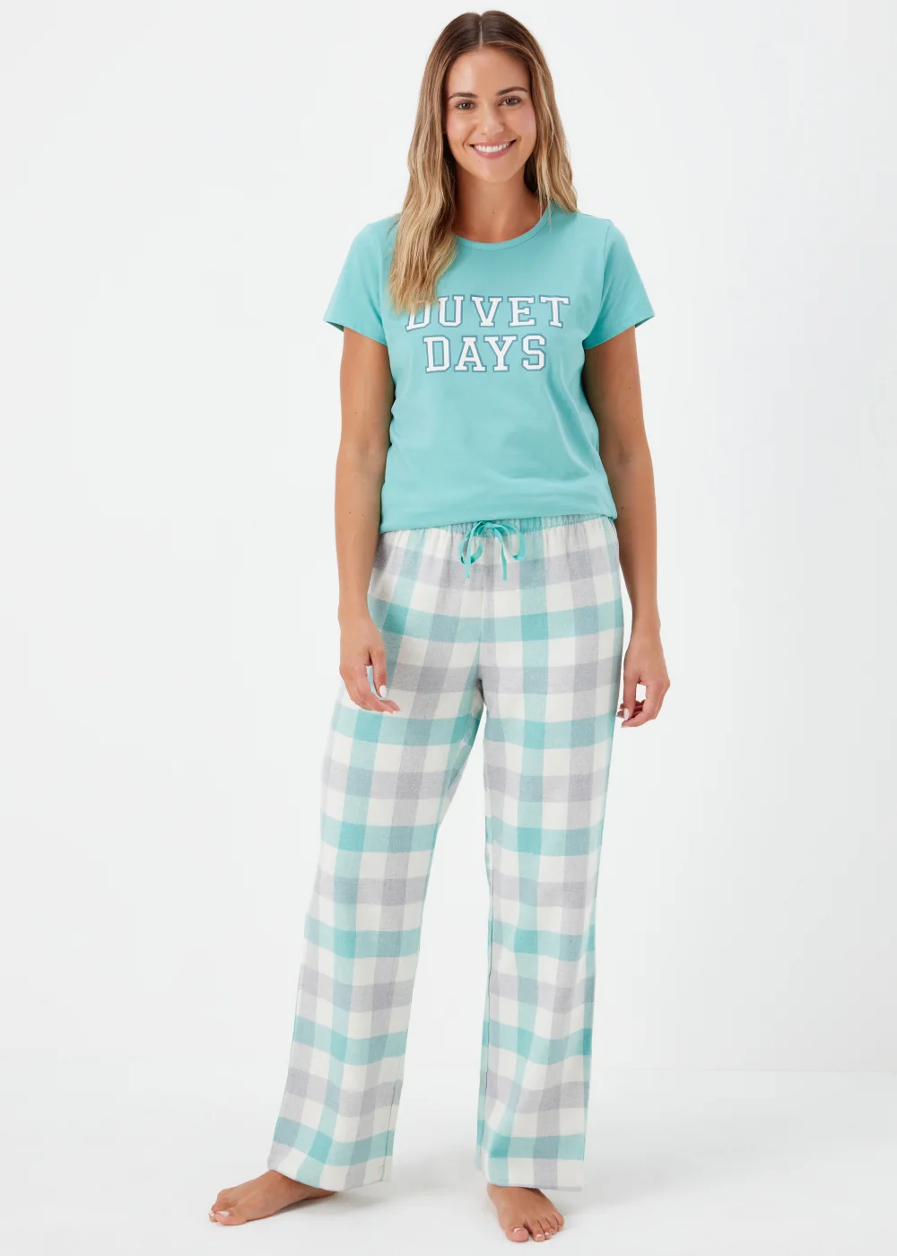 Aqua Duvet Days Check Bundle Pyjama Set - Extra small Image 1