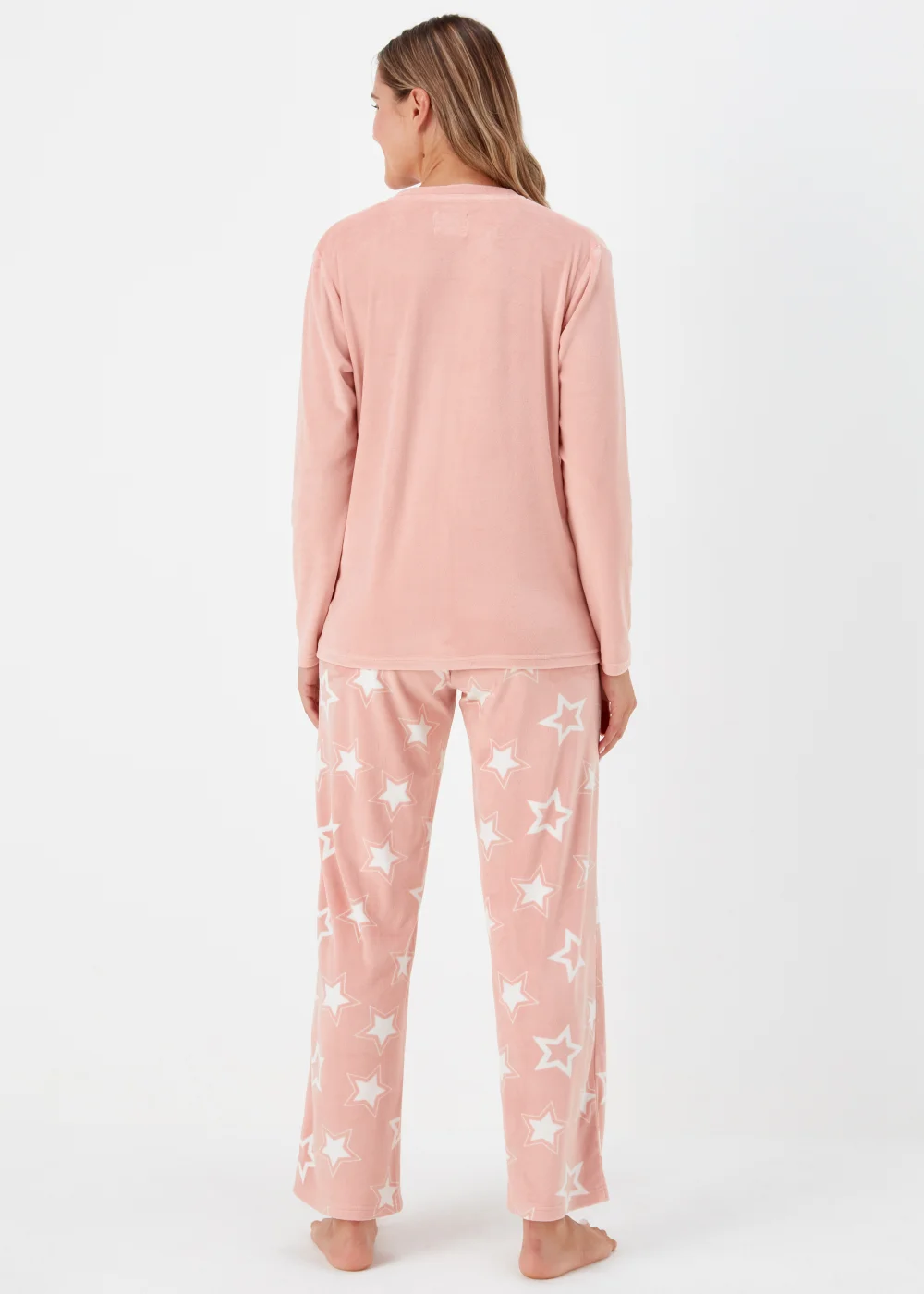 Pink Star Print Fleece Pyjama Set - Extra small Image 2