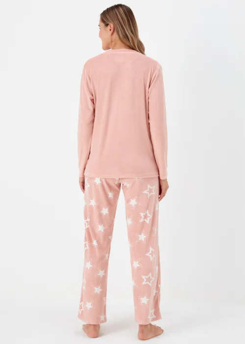 Pink Star Print Fleece Pyjama Set - Extra small Image 2